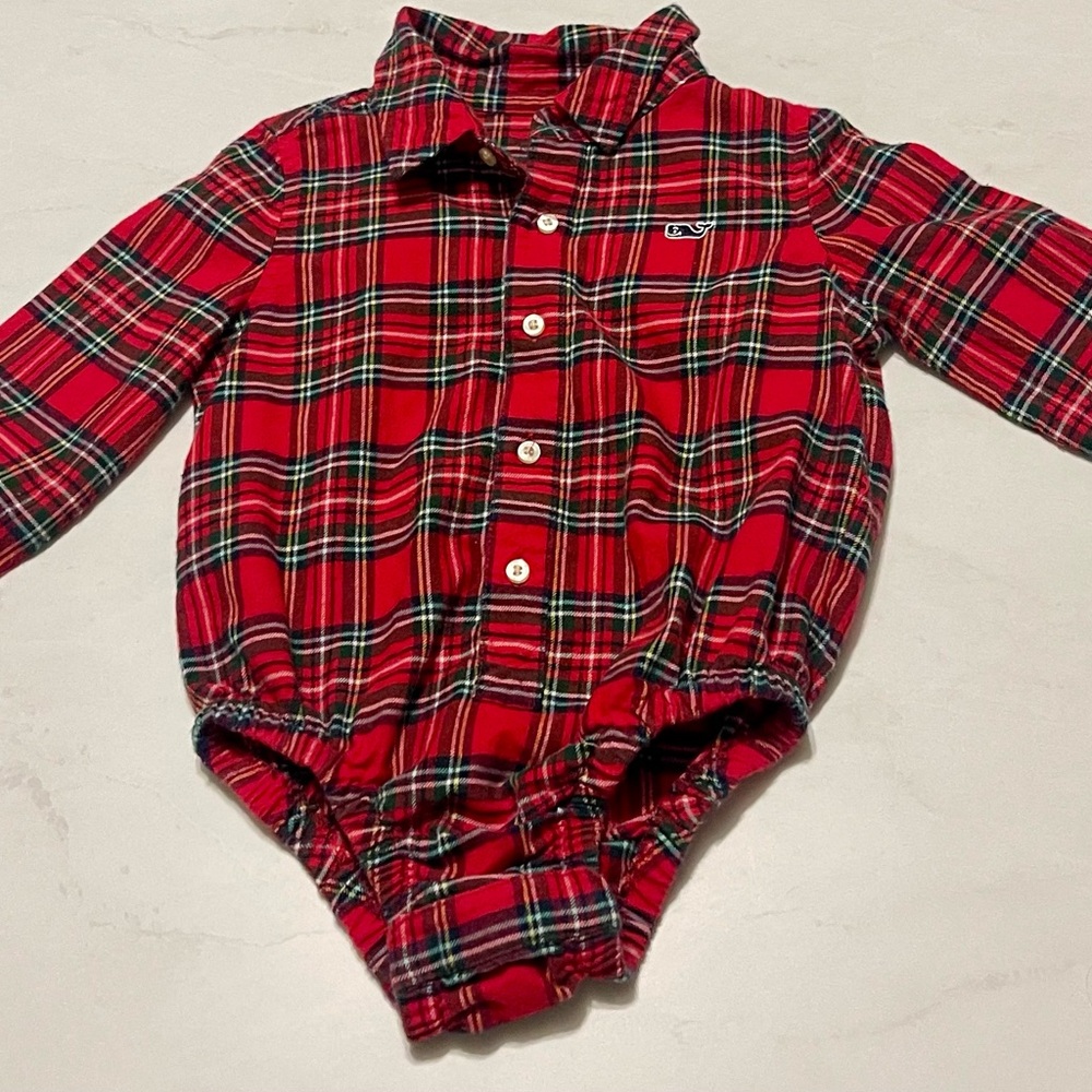 Vineyard Vines Red Plaid Tartan Bodysuit